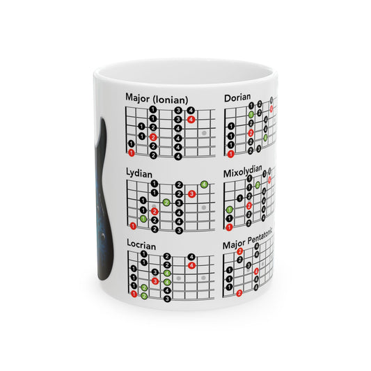 Blue Guitar with Modes Ceramic Mug 11oz