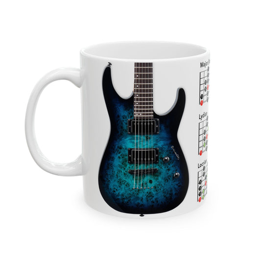 Blue Guitar with Modes Ceramic Mug 11oz